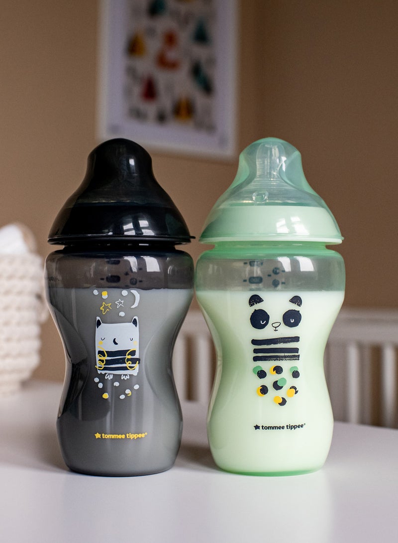 Pack Of 2 Closer To Nature Baby Bottles, Medium-Flow Teat With Anti-Colic Valve 3 Months+, 340 ml Multicolor