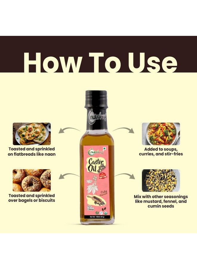 Cold Pressed 100% Organic Castor & Black Seeds Oil 200 Ml (Pack Of 2*100Ml ) ; With Deep Nourishing Properties ; Weight Management ; For Hair & Skin