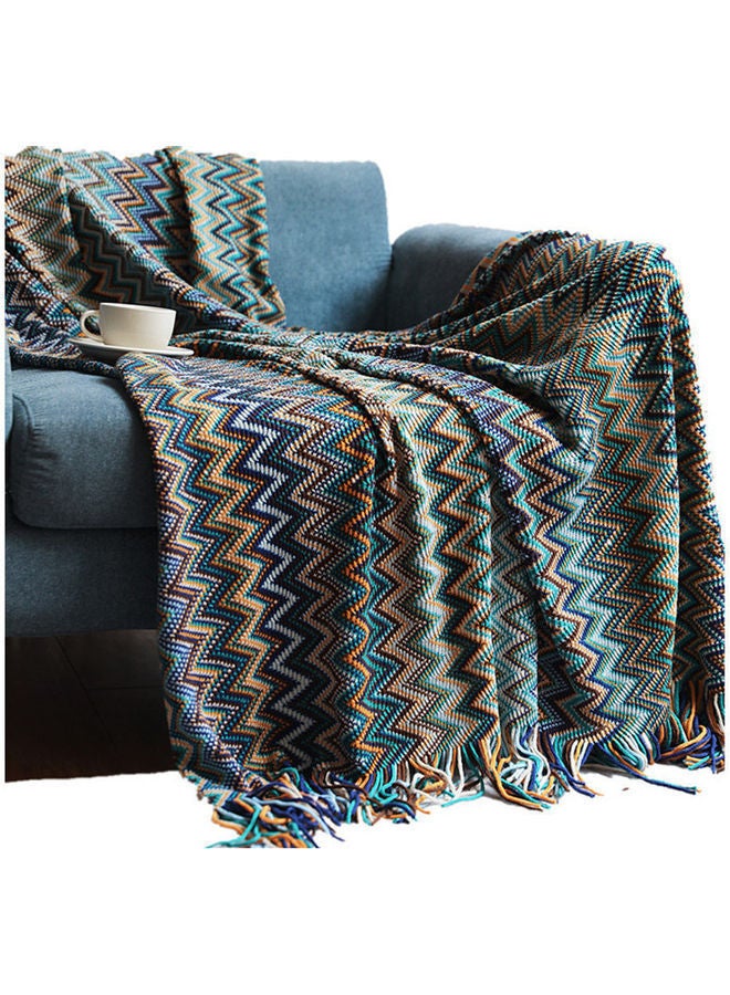 Striped Sofa Blanket Polyester Blue 130x170cm