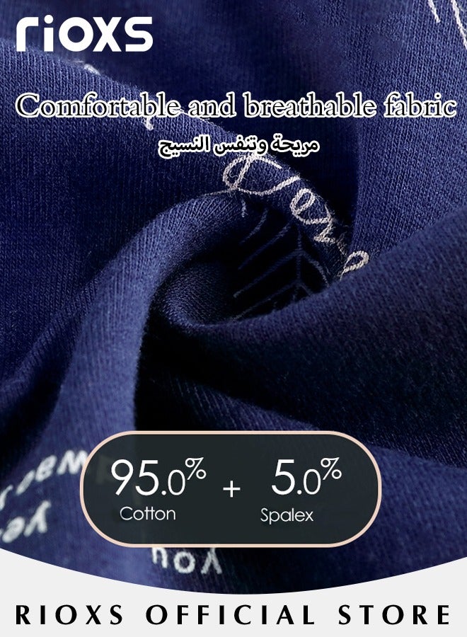 Men's 4 Pack Cotton Boxer Brief Sets Breathable Underwear Soft Stretch Boxer Shorts