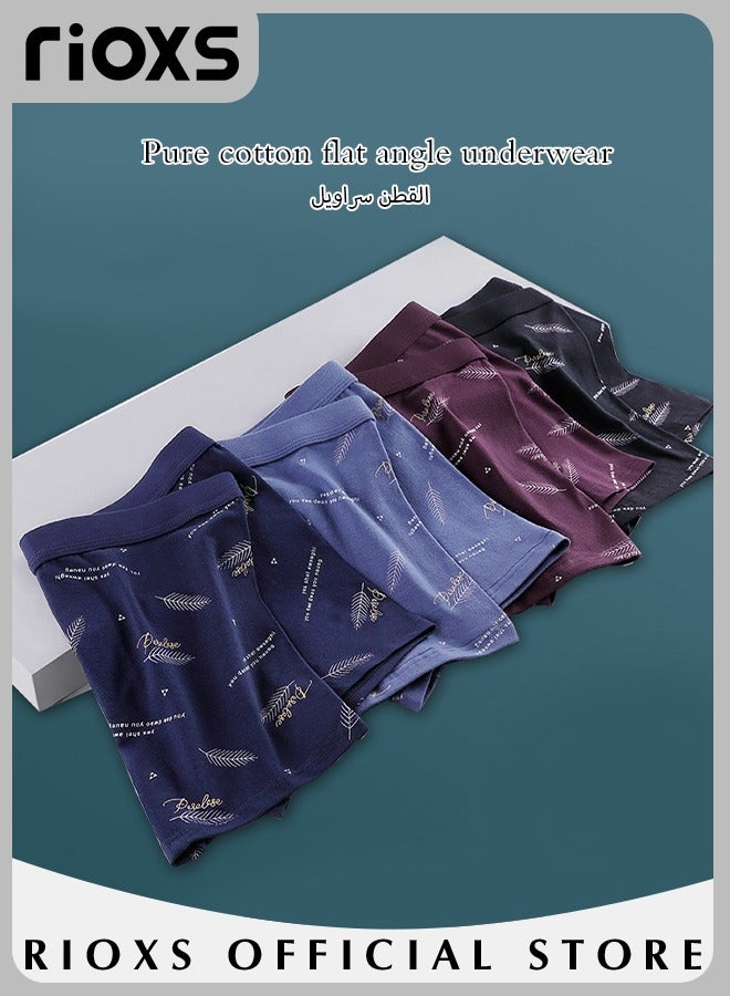 Men's 4 Pack Cotton Boxer Brief Sets Breathable Underwear Soft Stretch Boxer Shorts