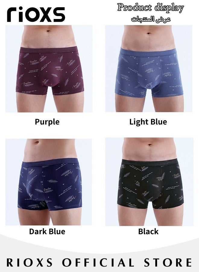 Men's 4 Pack Cotton Boxer Brief Sets Breathable Underwear Soft Stretch Boxer Shorts