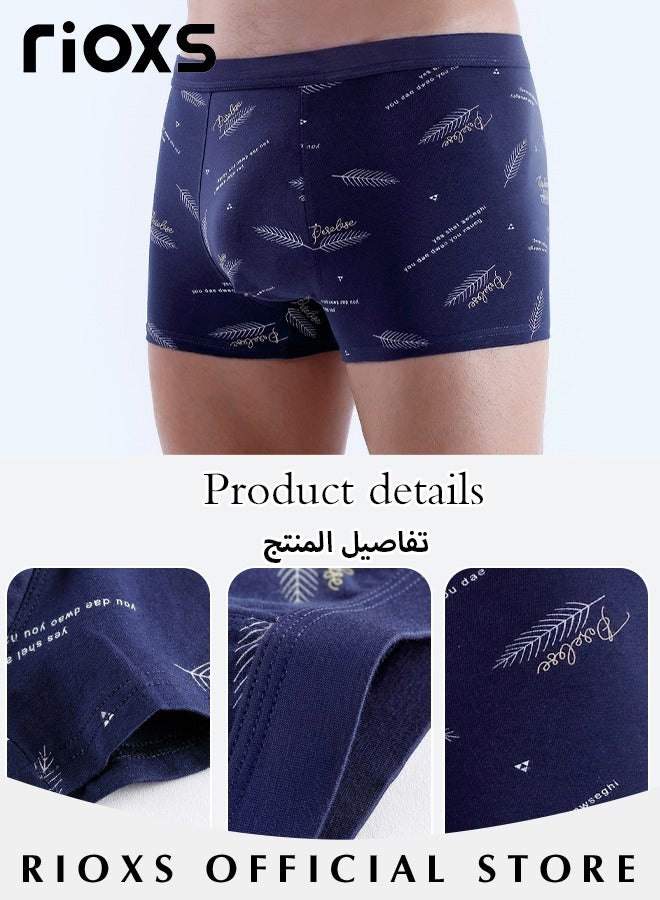 Men's 4 Pack Cotton Boxer Brief Sets Breathable Underwear Soft Stretch Boxer Shorts