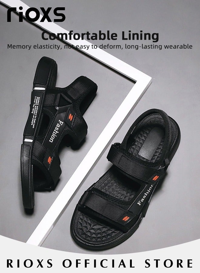 Men's Casual Open Toe Water Sandal Breathable Non-Slip Beach Sandals Sneakers Pool Slide Adjustable Flat Shoes With Back-Strap