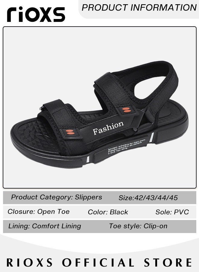 Men's Casual Open Toe Water Sandal Breathable Non-Slip Beach Sandals Sneakers Pool Slide Adjustable Flat Shoes With Back-Strap