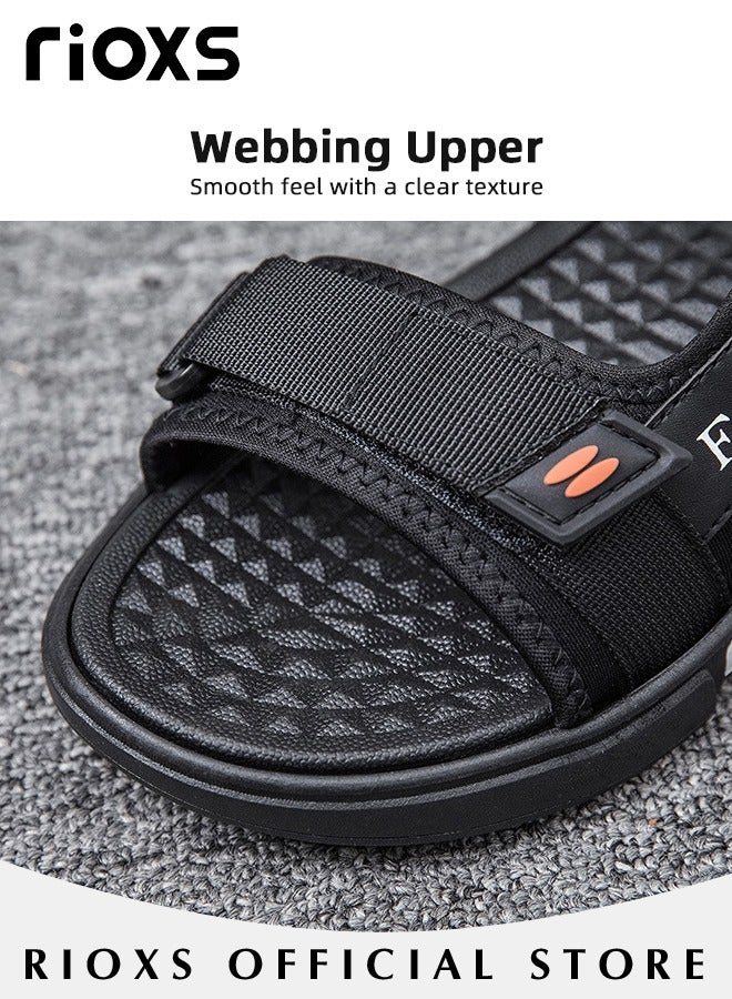 Men's Casual Open Toe Water Sandal Breathable Non-Slip Beach Sandals Sneakers Pool Slide Adjustable Flat Shoes With Back-Strap