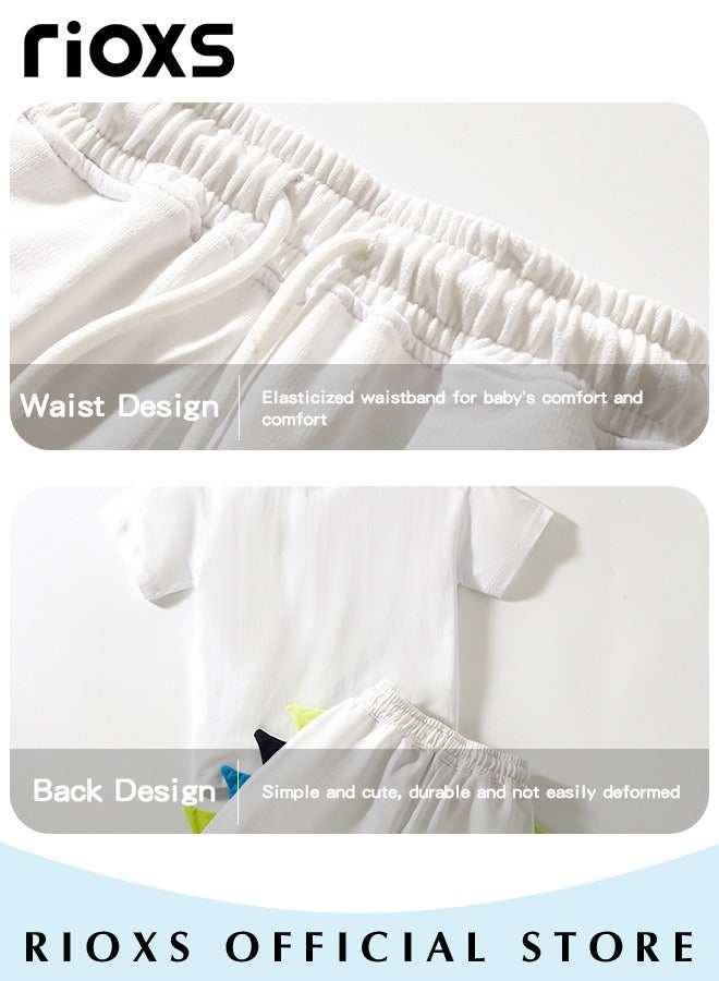 Toddler Baby Boys Top And Short Sets, Kids Short Sleeve Shirt And Short Pants Suits, Breathable Cotton Outfits, Boy's Summer Playwear Suits, Dinosaur Printing Clothing Sets