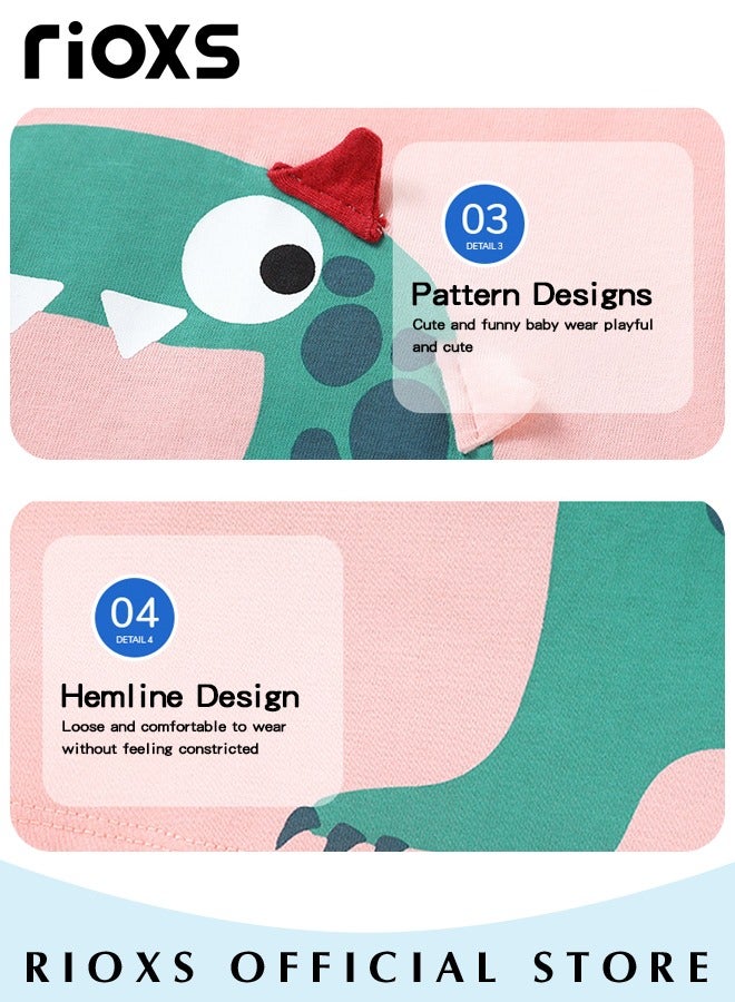 Toddler Boys Short Sleeve T-Shirts, Crewneck Cartoon Dinosaur Shirts, Fashion Breathable Soft Cotton T-ShirtTee Tops for Kids, Classic Graphic Short Sleeve Tees, Perfect for Daily Wearing, School and Other Outdoor Activities