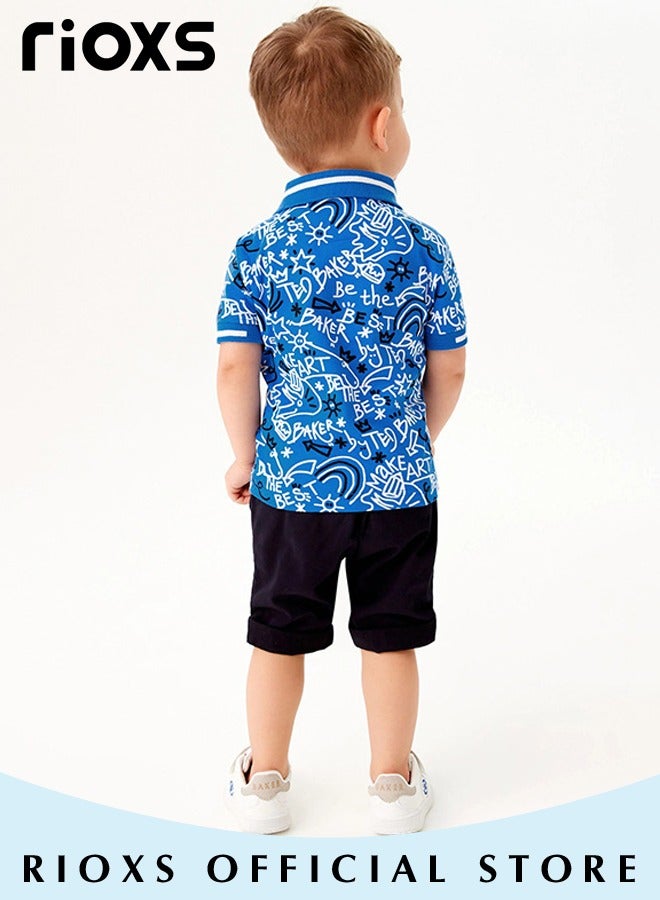 Toddler Boys Fashionable Comfortable Tops, Breathable Soft 100% Cotton T-Shirt, Classic Graphic Short Sleeve Tees, Perfect for Daily Wearing, School and other Outdoor Activities