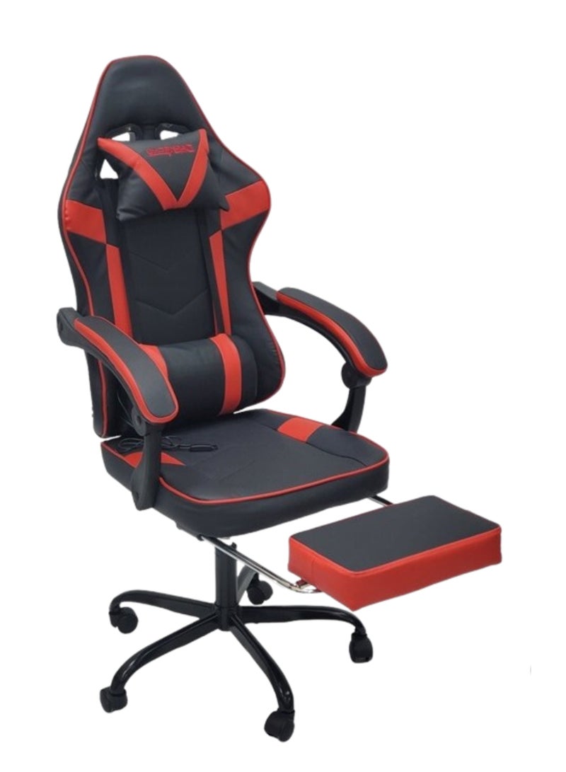 Gaming Chair Ergonomic Executive PUBG-3D 360° Rolling Swivel Reclining Computer Chair PU Leather Adjustable Height with Headrest Pillow Cushion & Lumber Support Back, Premium Foam Red & Black