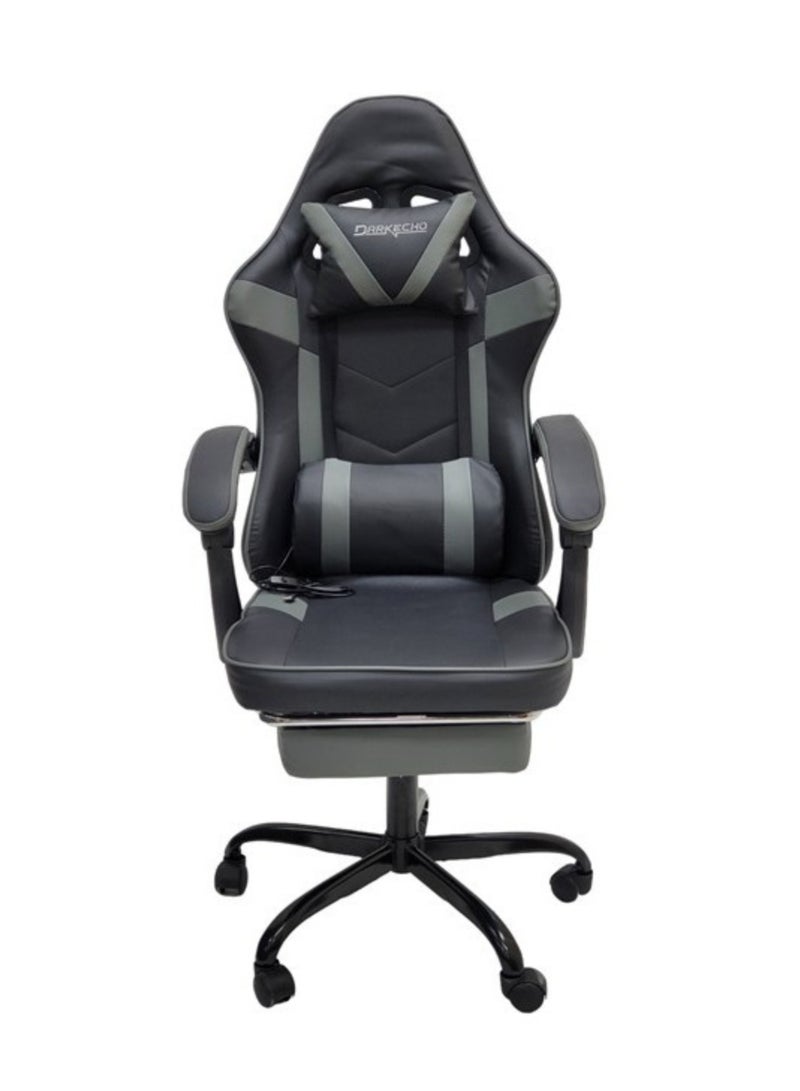 Gaming Chair Ergonomic Executive PUBG-3D 360° Rolling Swivel Reclining Computer Chair PU Leather Adjustable Height with Headrest Pillow Cushion & Lumber Support Back, Premium Foam Grey & Black