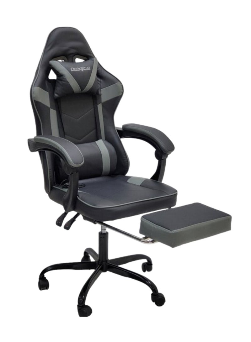 Gaming Chair Ergonomic Executive PUBG-3D 360° Rolling Swivel Reclining Computer Chair PU Leather Adjustable Height with Headrest Pillow Cushion & Lumber Support Back, Premium Foam Grey & Black