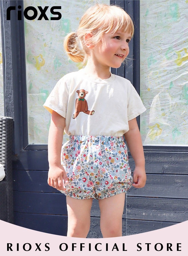 Toddler Girls Top and Short Sets Kids Short Sleeve Shirt Short Pants Suits Breathable 100% Cotton Outfits Summer Playwear