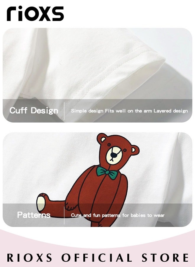 Toddler Girls Top and Short Sets Kids Short Sleeve Shirt Short Pants Suits Breathable 100% Cotton Outfits Summer Playwear