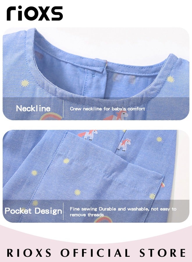 Girls A-line Dress with Adorable Pattern, Colorful Round Neck Sleeveless Dress, Wonderful Summer Dresses for Girls, Comfortable to Wear, Great Gift Choice for Girls