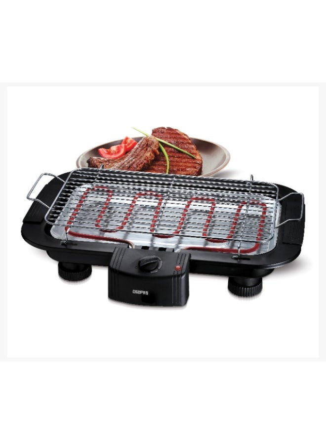 Electric Barbecue Grill - Table Grill, Auto-Thermostat Control with Overheat Protection - Space Saving, Detachable Heating Element - Ideal for BBQ Perfect for both Indoor & Outdoor cooking | 2 Years Warranty 2000 W GBG877 Black