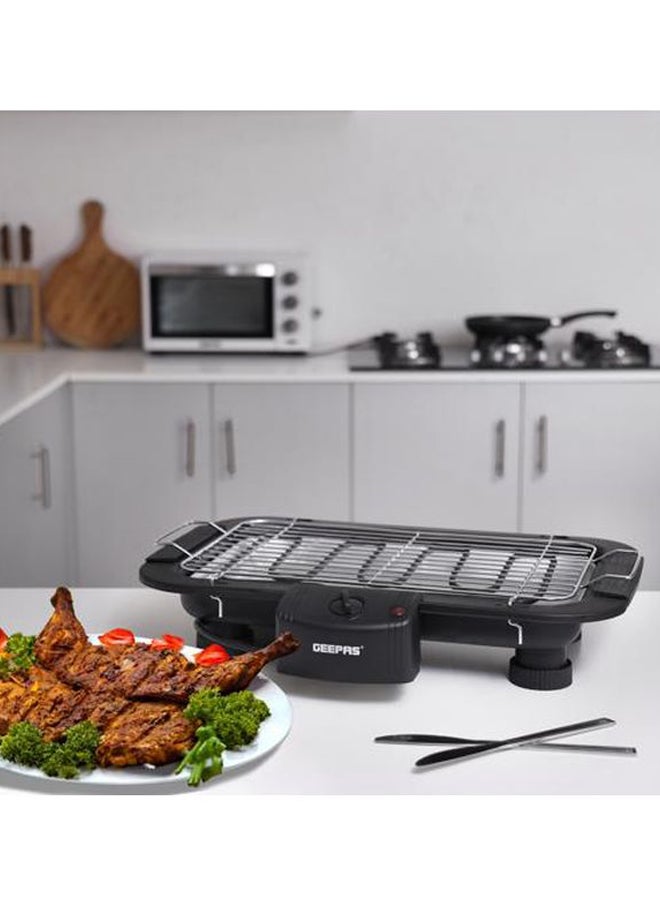 Electric Barbecue Grill - Table Grill, Auto-Thermostat Control with Overheat Protection - Space Saving, Detachable Heating Element - Ideal for BBQ Perfect for both Indoor & Outdoor cooking | 2 Years Warranty 2000 W GBG877 Black