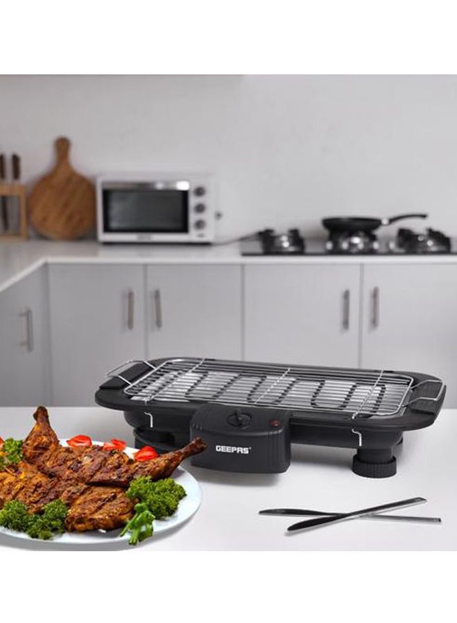 Electric Barbecue Grill - Table Grill, Auto-Thermostat Control with Overheat Protection - Space Saving, Detachable Heating Element - Ideal for BBQ Perfect for both Indoor & Outdoor cooking | 2 Years Warranty 2000 W GBG877 Black