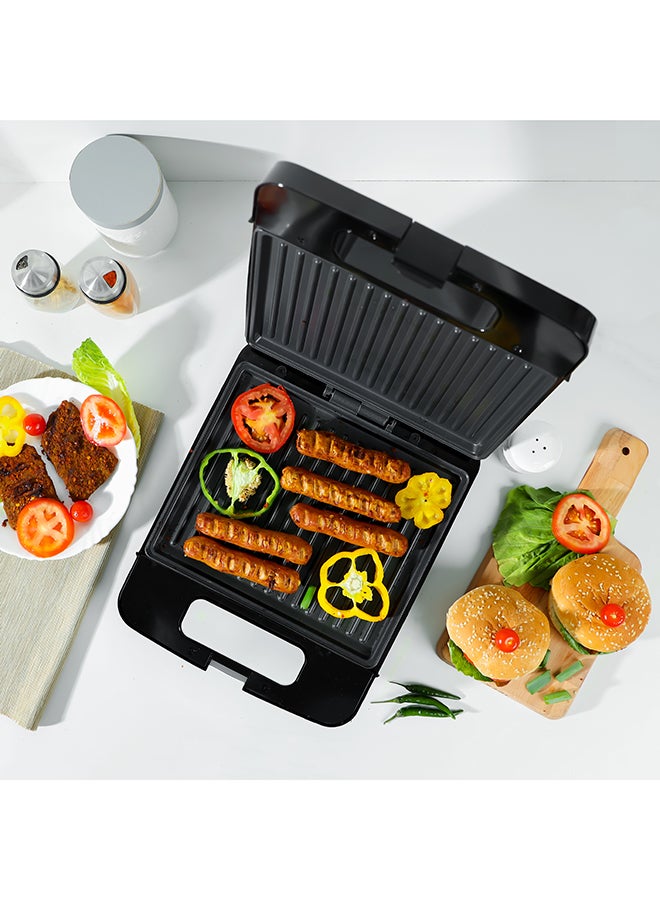 Grill Maker, Power On & Ready Indicator, Non-Stick Cooking Plate, Cool Touch Housing, Thermostat Control, Upright Stand for Compact Storage 1400 W GGT671N Silver/Black