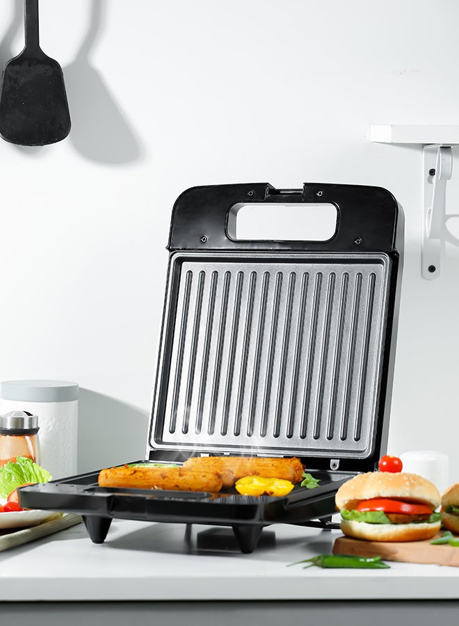 Grill Maker, Power On & Ready Indicator, Non-Stick Cooking Plate, Cool Touch Housing, Thermostat Control, Upright Stand for Compact Storage 1400 W GGT671N Silver/Black