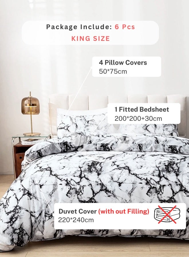 Bedding Set Without Filling Black And White Marble Design Duvet Cover Set