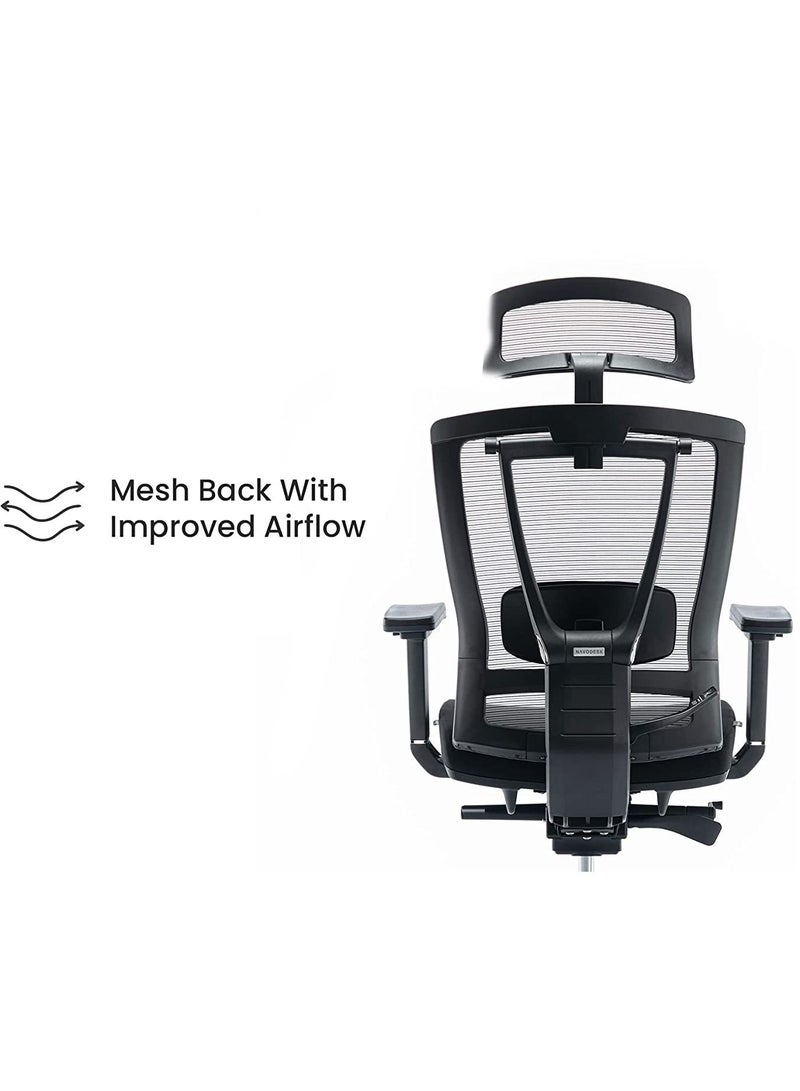 HALO Chair Premium Ergonomic Gaming & Office Chair with Multi Adjustable Features by Navodesk (Pure Black)