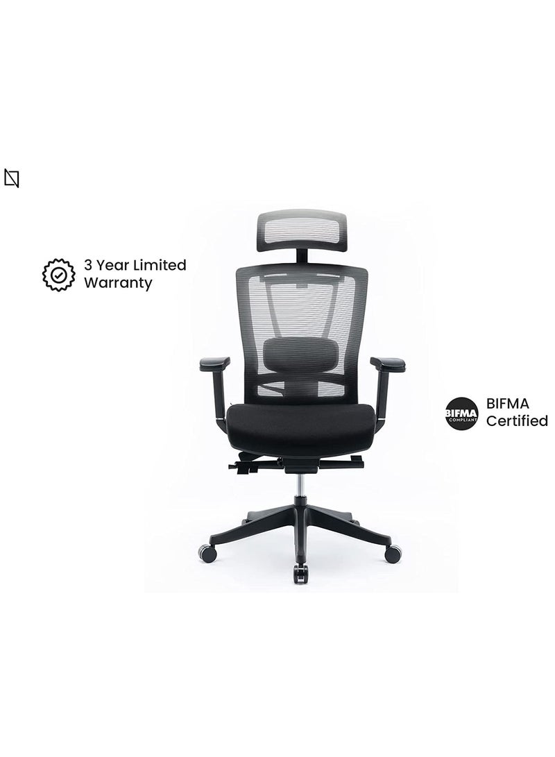 HALO Chair Premium Ergonomic Gaming & Office Chair with Multi Adjustable Features by Navodesk (Pure Black)