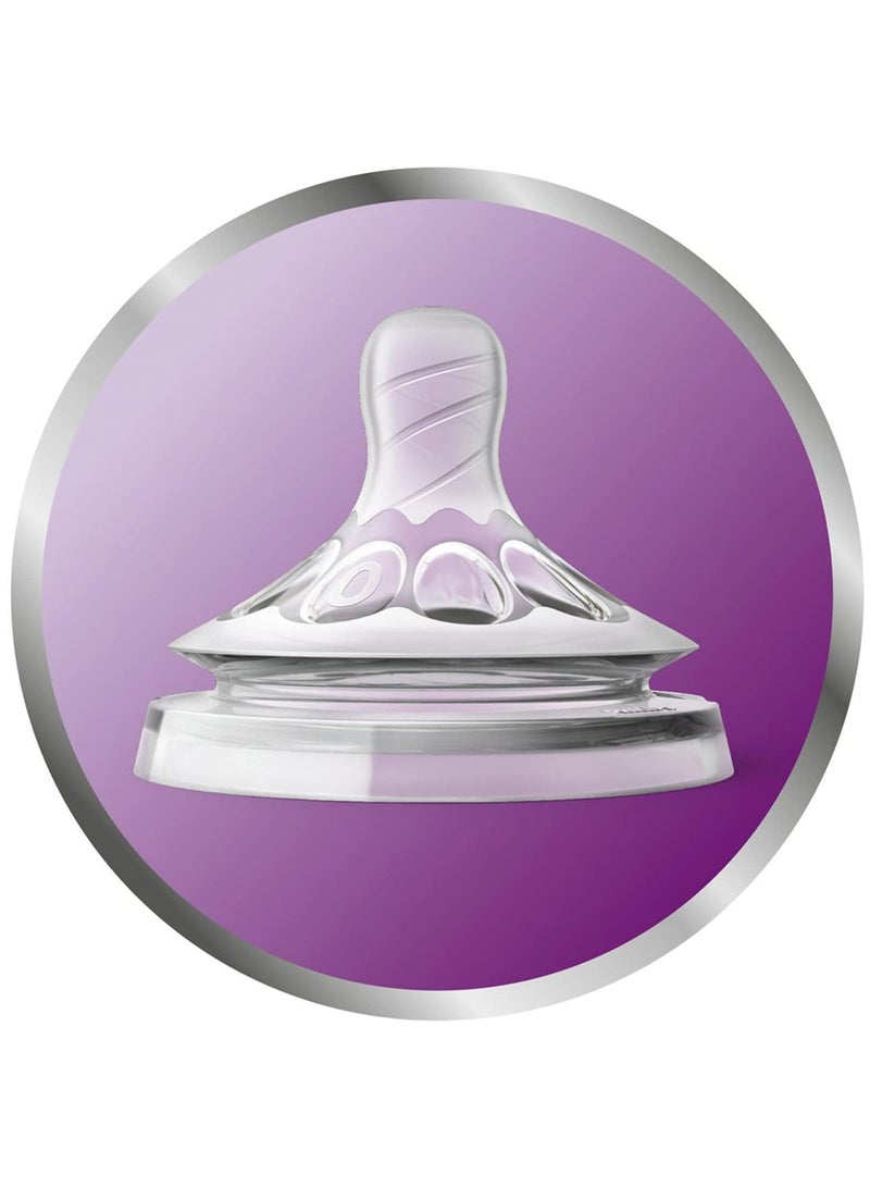 Pack Of 2 Natural 2.0 Feeding Bottle Teats Variable Flow For 3m+, Clear