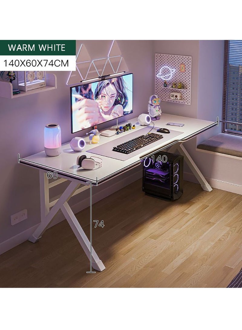 Simple White Computer Desk Home Desktop Live Streaming Esports Desk Office Desk Study Desk 140 X 60 X 75cm