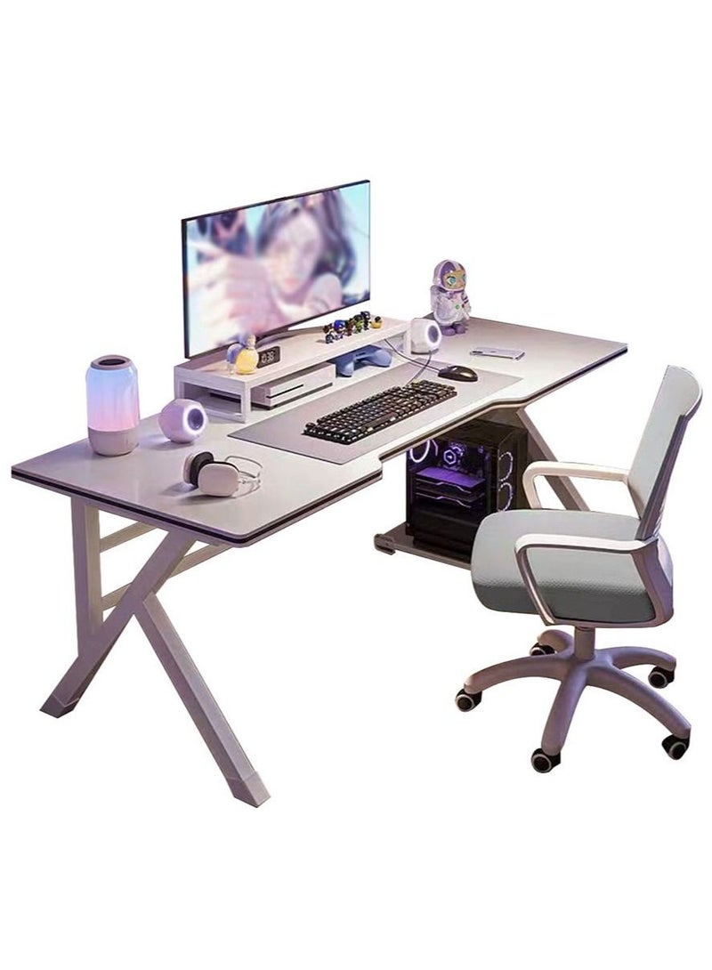 Simple White Computer Desk Home Desktop Live Streaming Esports Desk Office Desk Study Desk 140 X 60 X 75cm