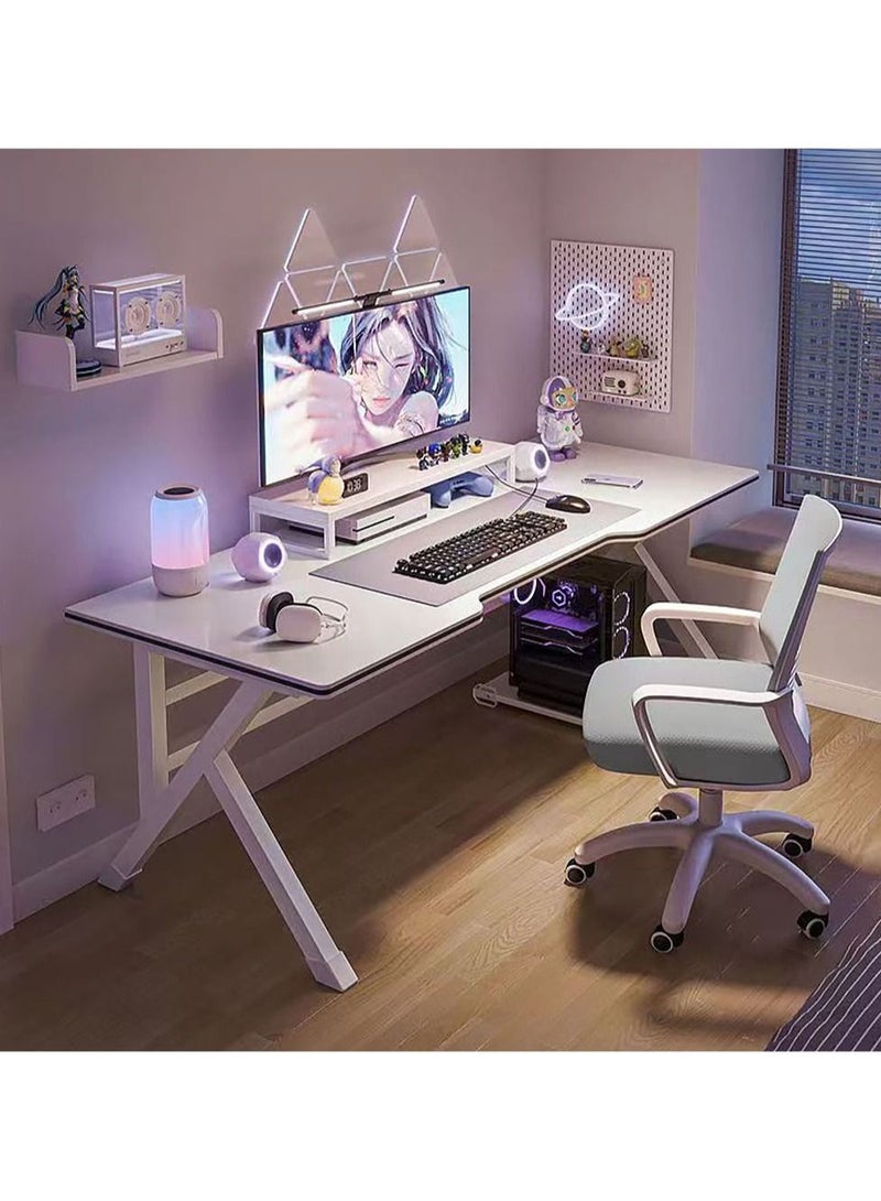 Simple White Computer Desk Home Desktop Live Streaming Esports Desk Office Desk Study Desk 140 X 60 X 75cm