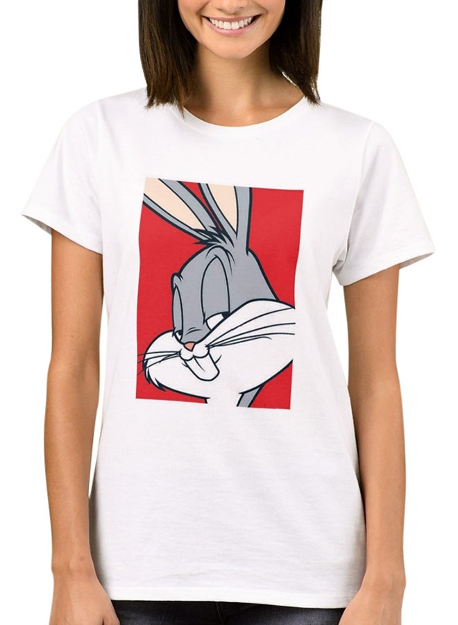 Bugs Bunny Print Short Sleeve T-Shirt White