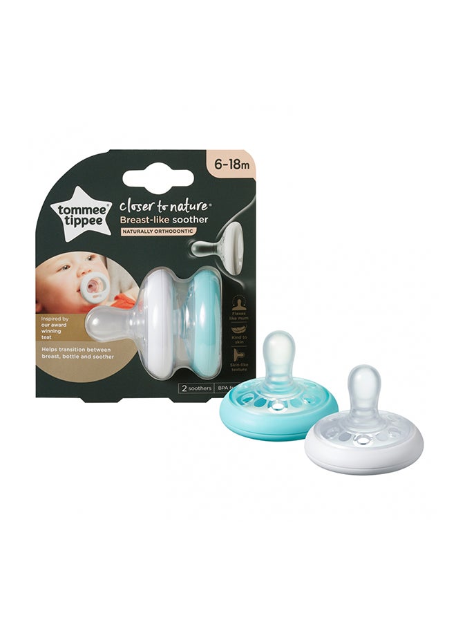 Pack Of 2 Close To Nature Breast Like Soother For 6-18 Months (Color May Vary)