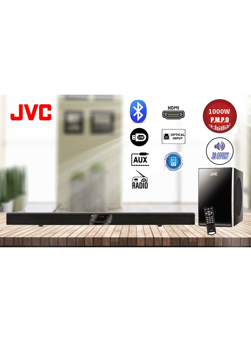 2.1 Channel Soundbar With Subwoofer Home Theater Surround Sound Speaker System THBY370A Black