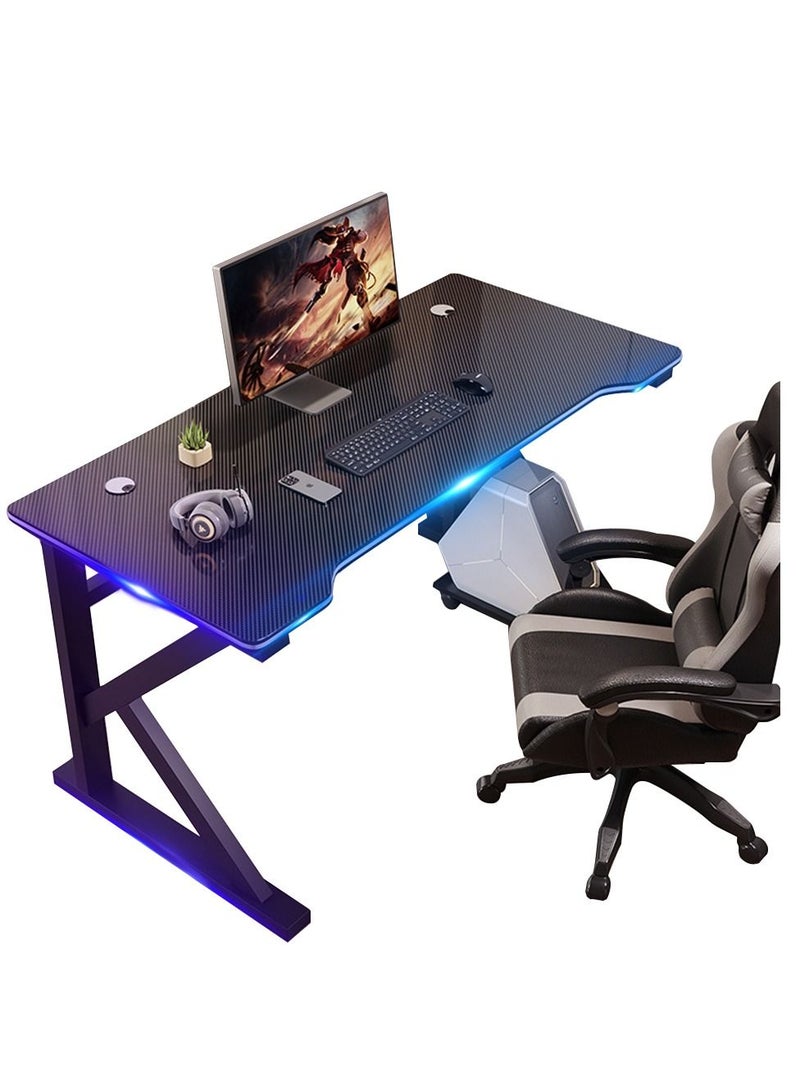 Ergonomic Gaming Desk 47 Inch,PC Gaming Table, K Shaped Gaming Computer Desk, Carbon Fiber Home Office Gamer Desk Black