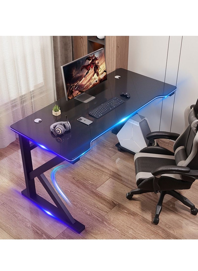 Ergonomic Gaming Desk 47 Inch,PC Gaming Table, K Shaped Gaming Computer Desk, Carbon Fiber Home Office Gamer Desk Black