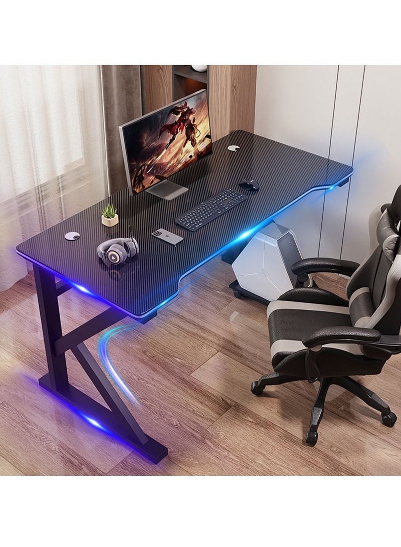 Ergonomic Gaming Desk 39 Inch,PC Gaming Table, K Shaped Gaming Computer Desk, Carbon Fiber Home Office Gamer Desk Black