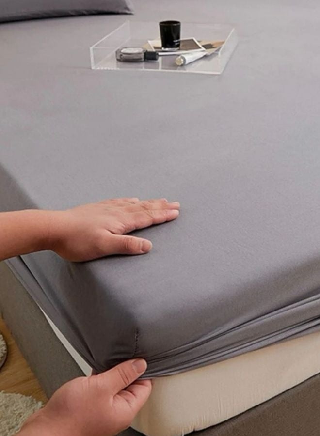 3 Pieces Fitted Bedsheet Set Plain Gray Color Various Sizes