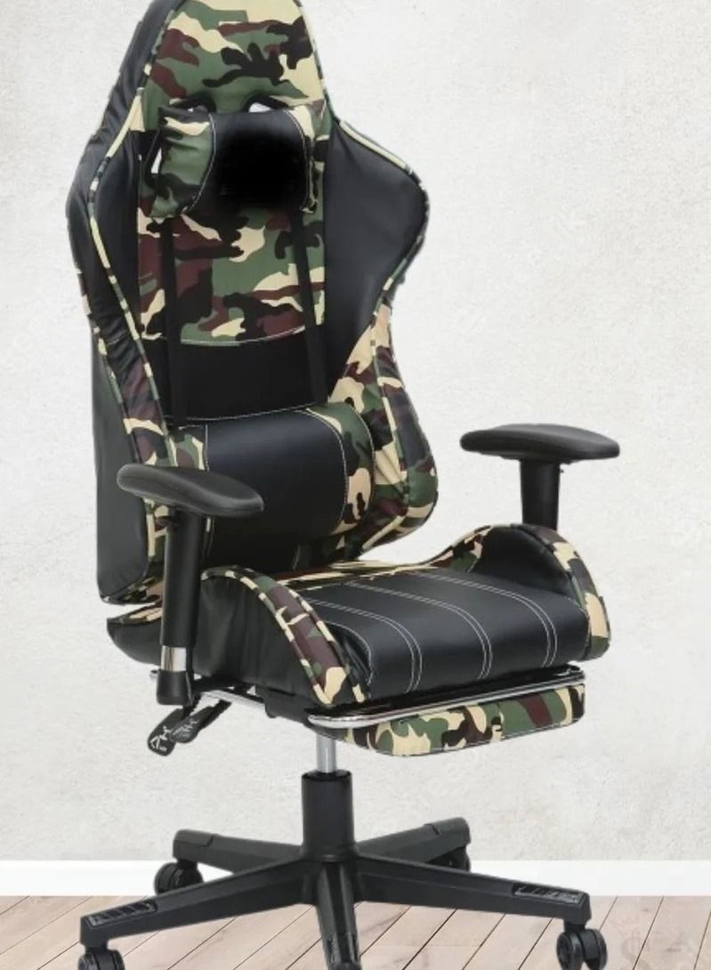 Best Executive Video Computer Gaming Chair with fully reclining foot rest and soft leather (black -amry)