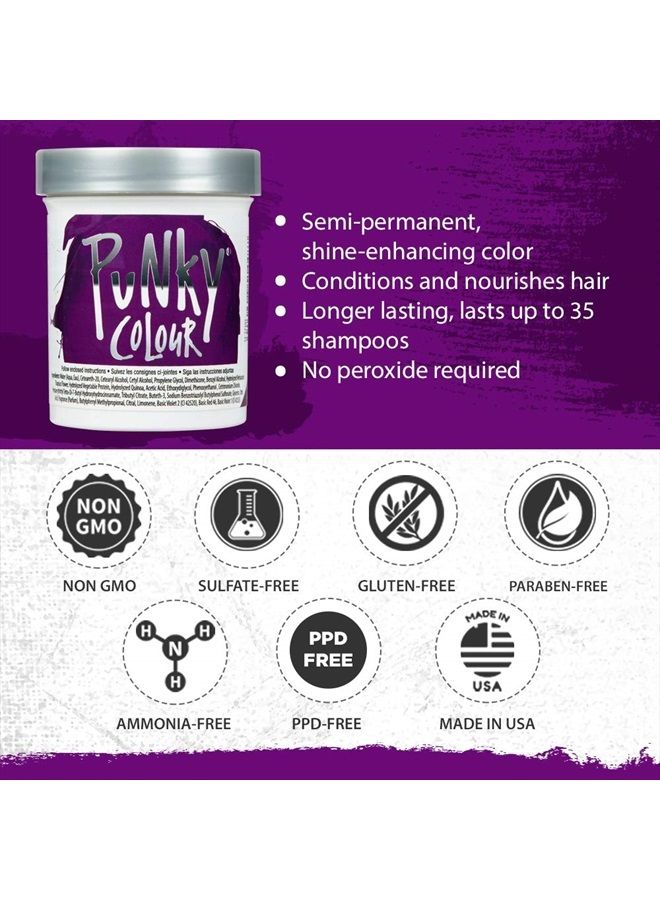 Purple Semi Permanent Conditioning Hair Color, Non-Damaging Hair Dye, Vegan, PPD and Paraben Free, Transforms to Vibrant Hair Color, Easy To Use and Apply Hair Tint, lasts up to 35 washes, 3.5oz
