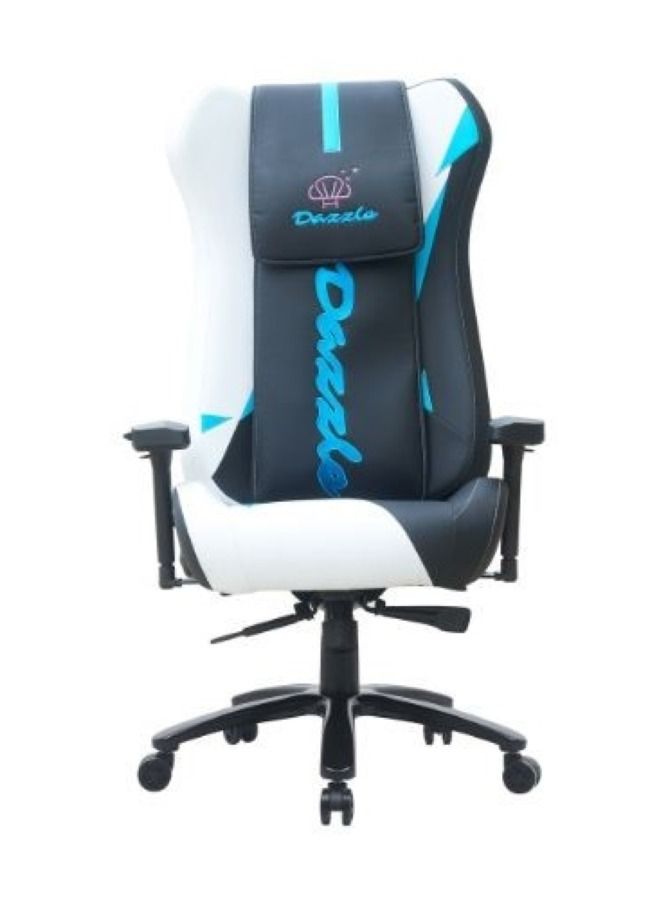 Dazzle - Gaming Chair - Blue/White; Molded foam inside back and seat, steel structure and PU leather, new 3D adjustable armrest, 350mm metal base, multi function mechanism with rocking function