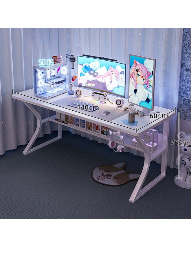 Modern White Gaming Desk with  Ergonomic Design 140cm