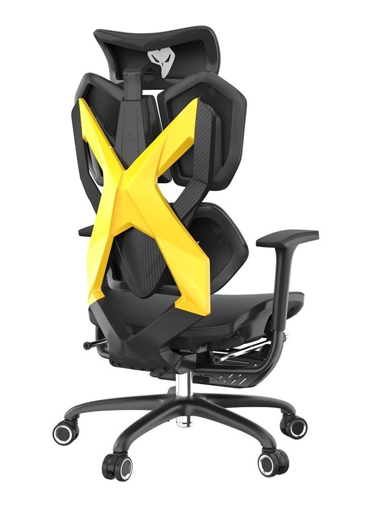 Dazzle - Gaming Chair - Office Chair - Black/Yellow (Headrest with lift & rotate adjustment, fiber separate backrest, S shape lumbar support, 5D armrest, sliding seating, gravity sensing mechani