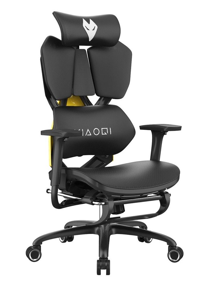 Dazzle - Gaming Chair - Office Chair - Black/Yellow (Headrest with lift & rotate adjustment, fiber separate backrest, S shape lumbar support, 5D armrest, sliding seating, gravity sensing mechani