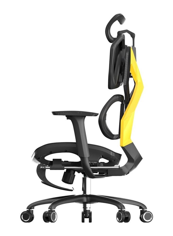 Dazzle - Gaming Chair - Office Chair - Black/Yellow (Headrest with lift & rotate adjustment, fiber separate backrest, S shape lumbar support, 5D armrest, sliding seating, gravity sensing mechani