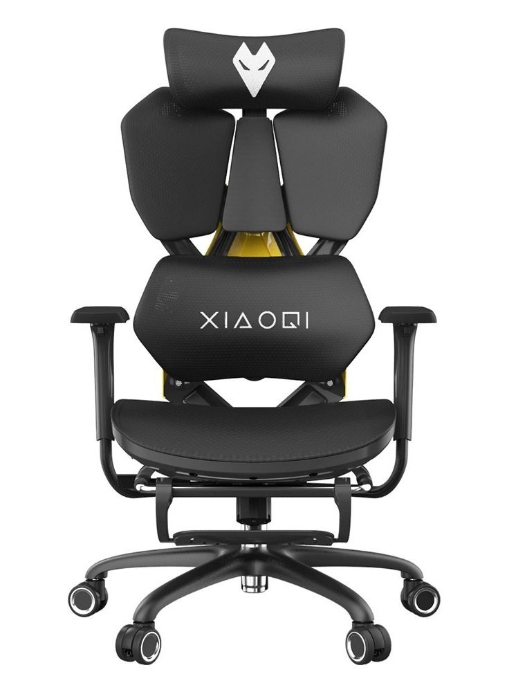 Dazzle - Gaming Chair - Office Chair - Black/Yellow (Headrest with lift & rotate adjustment, fiber separate backrest, S shape lumbar support, 5D armrest, sliding seating, gravity sensing mechani