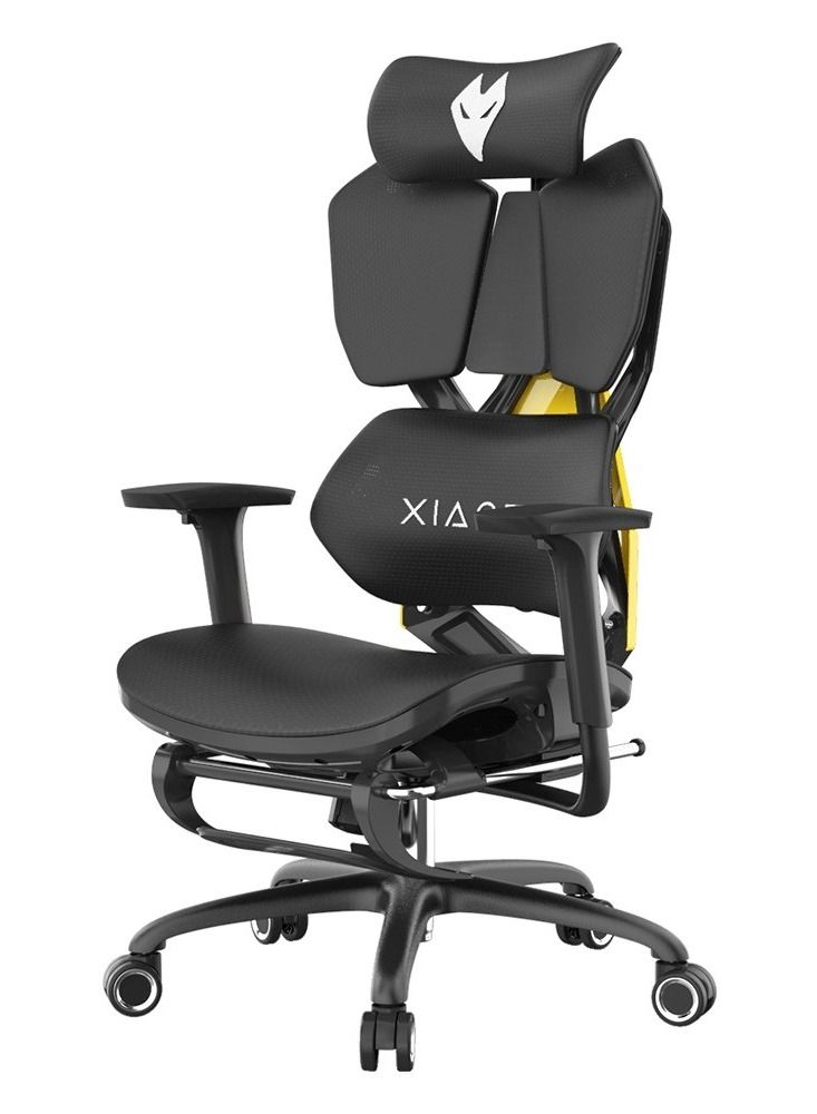 Dazzle - Gaming Chair - Office Chair - Black/Yellow (Headrest with lift & rotate adjustment, fiber separate backrest, S shape lumbar support, 5D armrest, sliding seating, gravity sensing mechani