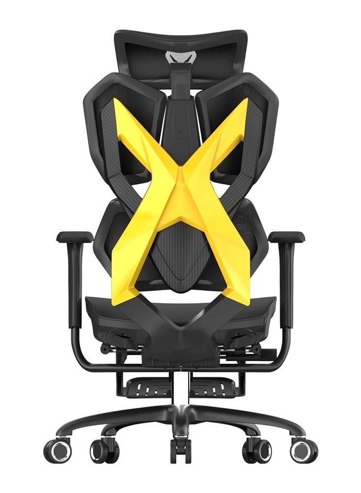 Dazzle - Gaming Chair - Office Chair - Black/Yellow (Headrest with lift & rotate adjustment, fiber separate backrest, S shape lumbar support, 5D armrest, sliding seating, gravity sensing mechani