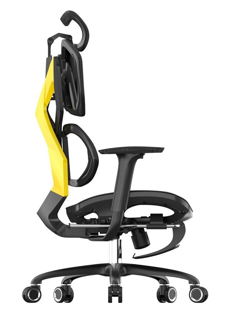 Dazzle - Gaming Chair - Office Chair - Black/Yellow (Headrest with lift & rotate adjustment, fiber separate backrest, S shape lumbar support, 5D armrest, sliding seating, gravity sensing mechani