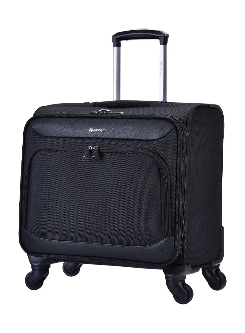 Polyester Pilot Case Trolley 4 360 Degree Spinner Wheel Durable Water Repellent Rolling Suitcase for Unisex S0360 17 Black